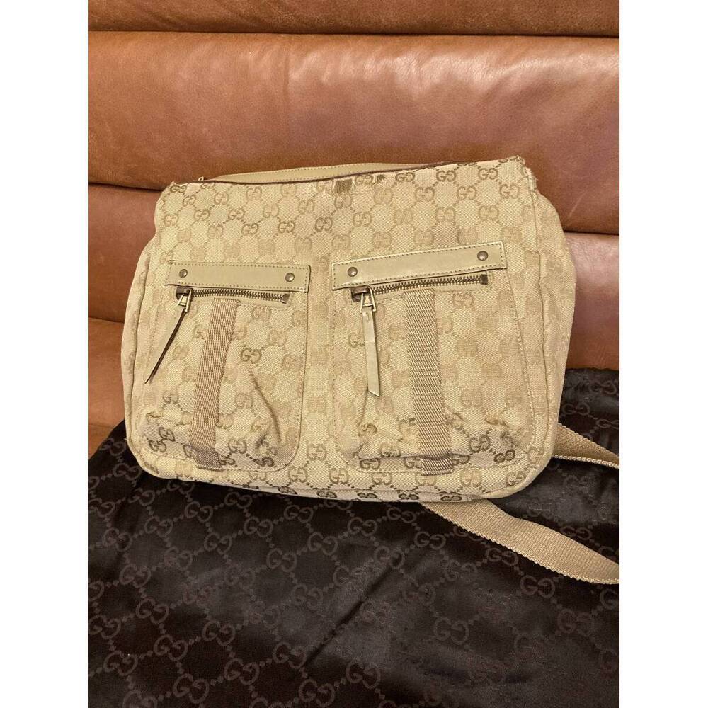 GUCCI GG Canvas Shoulder Bag Khaki Green - Picture 3 of 10